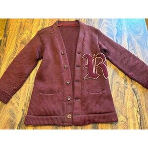 Vtg 1930s-40s Detroit Varsity Letterman “R” Letter Sweater Howard Adam’s Small